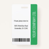 基本的な会社ロゴフォトグリーン従業員セキュリティ バッジ (裏面)