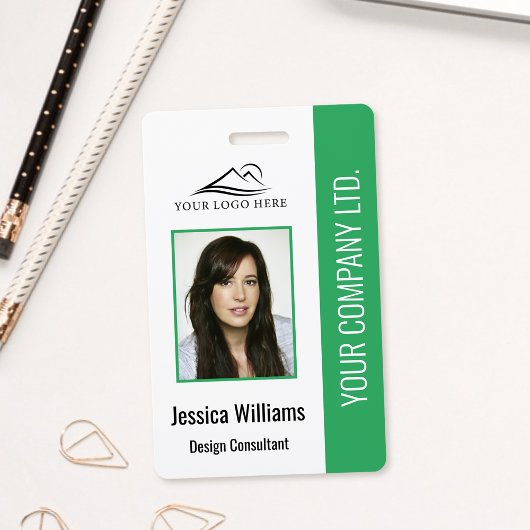 基本的な会社ロゴフォトグリーン従業員セキュリティ バッジ