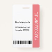 基本的な会社ロゴフォトピンク従業員セキュリティ バッジ (裏面)