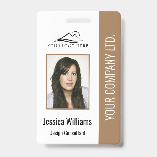 基本的な会社ロゴフォトブラウン従業員セキュリティ バッジ (正面)