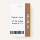 基本的な会社ロゴフォトブラウン従業員セキュリティ バッジ (裏面)