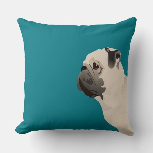 基本的な品種をパグカスタマイズ-文字と色で クッション (正面)