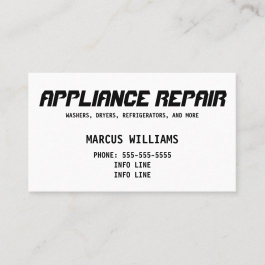 基本的な家電修理 名刺 (正面)