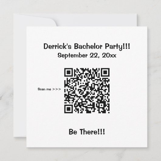 基本的な新郎独身パーティーの招待状（QRコード付き） 招待状 (正面)