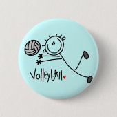 基本的な棒の姿のバレーボールのTシャツおよびギフト 缶バッジ (正面)