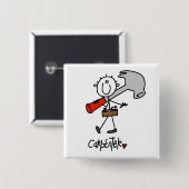 基本的な棒の姿の大工のTシャツおよびギフト 缶バッジ (正面&裏面)