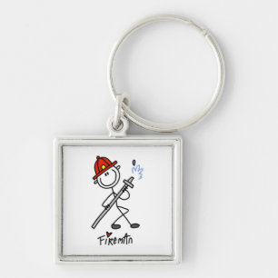 基本的な棒の姿の消防士のTシャツおよびギフト キーホルダー
