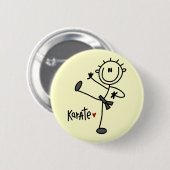 基本的な棒の姿の空手のTシャツおよびギフト 缶バッジ (正面&裏面)