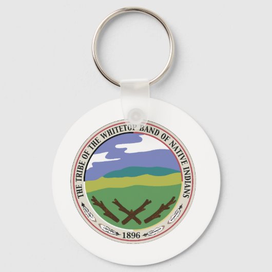 基本的な片面ラウンドホワイトトップシールキーチェーン キーホルダー (正面)