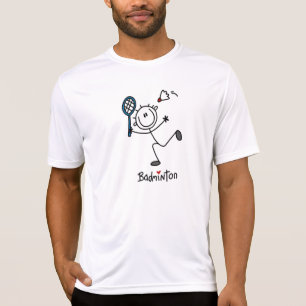 基本的な男性の棒の姿のバドミントン Tシャツ