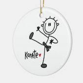 基本的な男性の棒の姿の空手のTシャツおよびギフト セラミックオーナメント (左)