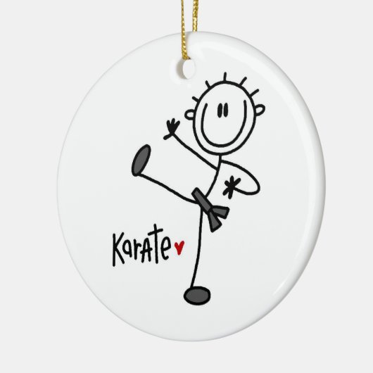基本的な男性の棒の姿の空手のTシャツおよびギフト セラミックオーナメント (左)