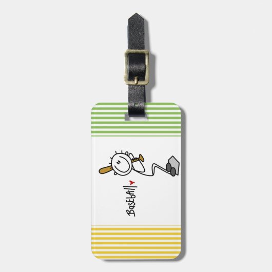 基本的な男性の棒の姿の野球のTシャツおよびギフト ラゲッジタグ (正面縦)
