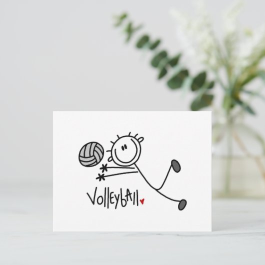 基本的な男性スティックフィギュアバレーボール ポストカード (スタンド正面)