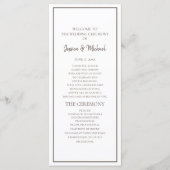 基本的な白と茶色の結婚式 プログラム (正面)