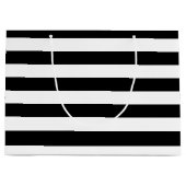 基本的な白黒の水平方向のストライプ ラージペーパーバッグ (正面)