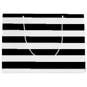 基本的な白黒の水平方向のストライプ ラージペーパーバッグ (裏面)