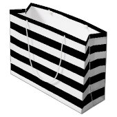 基本的な白黒の水平方向のストライプ ラージペーパーバッグ (裏面アングル)