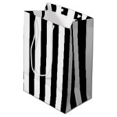 基本的な白黒の縦ストライプ列 ミディアムペーパーバッグ (裏面アングル)