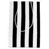 基本的な白黒の縦ストライプ列 ミディアムペーパーバッグ (裏面)