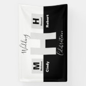 基本的な白黒結婚の 横断幕 (縦)