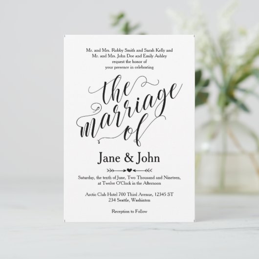 基本的な結婚式招待状の結婚 招待状 (スタンド正面)