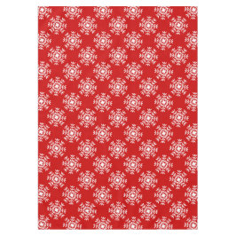 基本的な赤と白のクリスマスの雪片 テーブルクロス