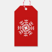 基本的な赤と白のスノーフレーク ギフトタグ (正面)