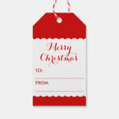 基本的な赤と白のスノーフレーク ギフトタグ (裏面)