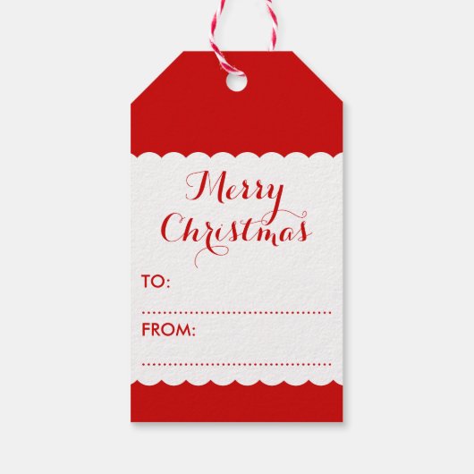 基本的な赤と白のスノーフレーク ギフトタグ (裏面)