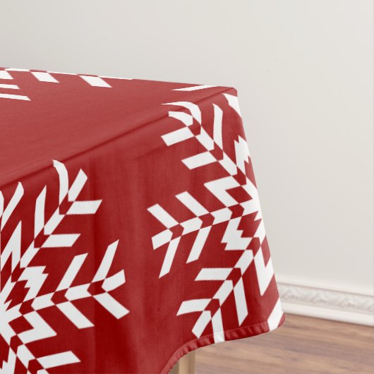 基本的な赤と白の雪片のスキー季節 テーブルクロス (インサイチュ)