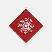 基本的な赤と白スノーフレーク・スキーシーズン スタンダードカクテルナプキン (角)