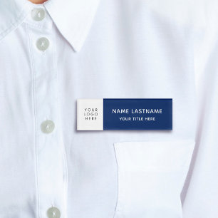 基本的な追加ロゴNavy モダン Blue White Magnet Title 名札