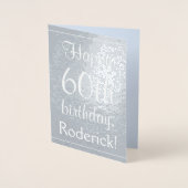 基本的な銀ぱくの第60誕生日の挨拶状 箔カード (正面)