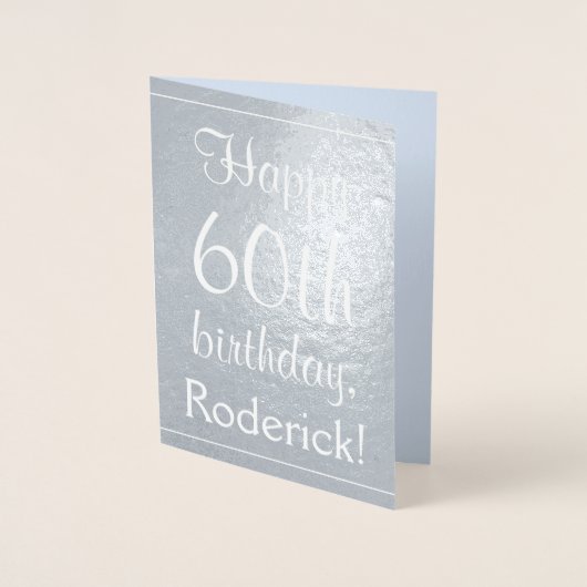 基本的な銀ぱくの第60誕生日の挨拶状 箔カード (正面)