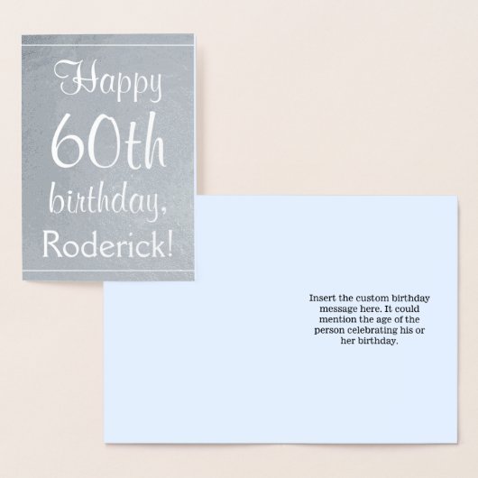 基本的な銀ぱくの第60誕生日の挨拶状 箔カード (ディスプレー)