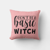 基本的な魔女のユーモアのピンクおもしろいのハロウィーンでない クッション (正面)