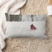 基本的な鳥の冬の雪の写真 ランバークッション (ブランケット)