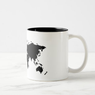 基本的な黒い世界地図のマグ ツートーンマグカップ