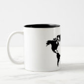 基本的な黒い世界地図のマグ ツートーンマグカップ (左)