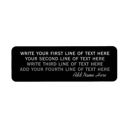 基本的な黒の編集可能文字シンプルの4行 ラベル (正面)