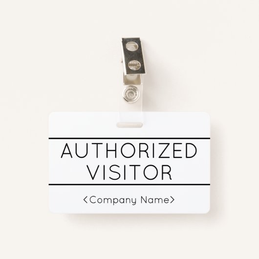 基本的な「AUTHORIZED VISITOR」バッジ バッジ (正面クリップ)