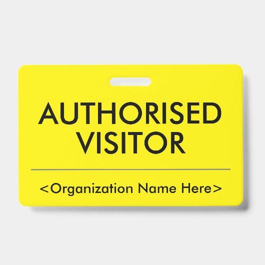 基本的な「AUTHORIZED VISITOR」バッジ バッジ (正面)