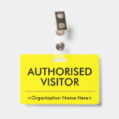 基本的な「AUTHORIZED VISITOR」バッジ バッジ (裏面 （クリップ付）)