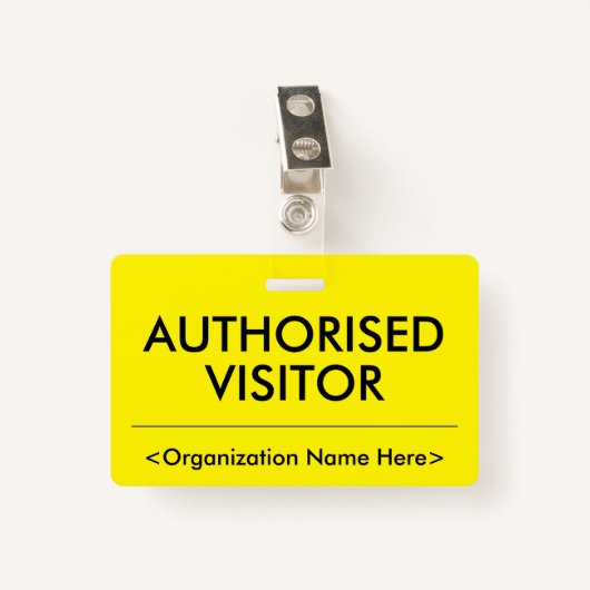 基本的な「AUTHORIZED VISITOR」バッジ バッジ (正面クリップ)