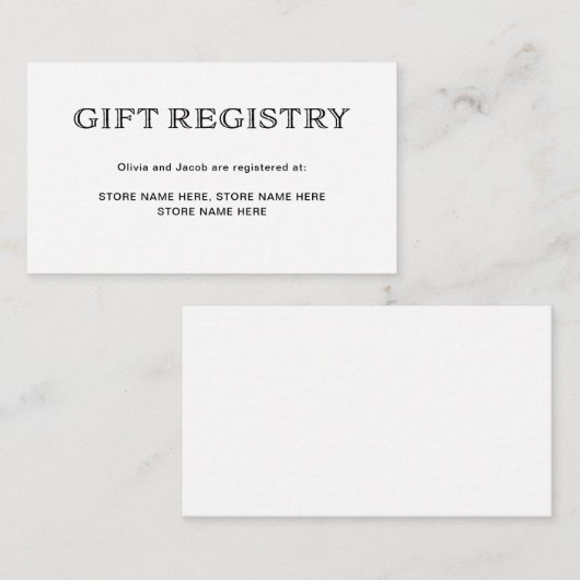 基本的エレガントな白黒 | ギフト登録簿 エンクロージャーカード (正面/裏面)