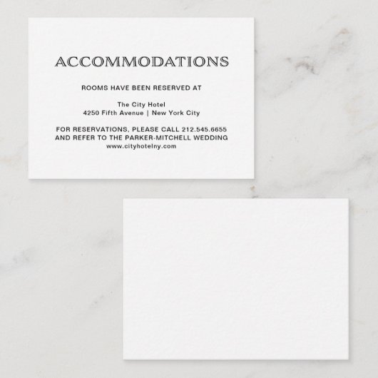 基本的エレガントな白黒 | 宿泊施設 エンクロージャーカード (正面/裏面)