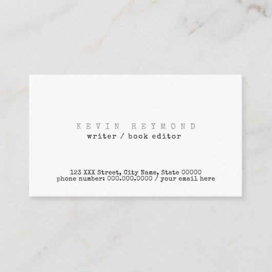 基本的ミニマルなホワイトライター 名刺 (正面)