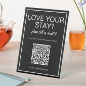 基本的モダンなブラックQRコードレビューテーブル記号 台座サイン (インサイチュ)