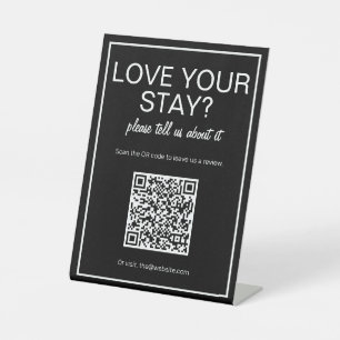 基本的モダンなブラックQRコードレビューテーブル記号 台座サイン